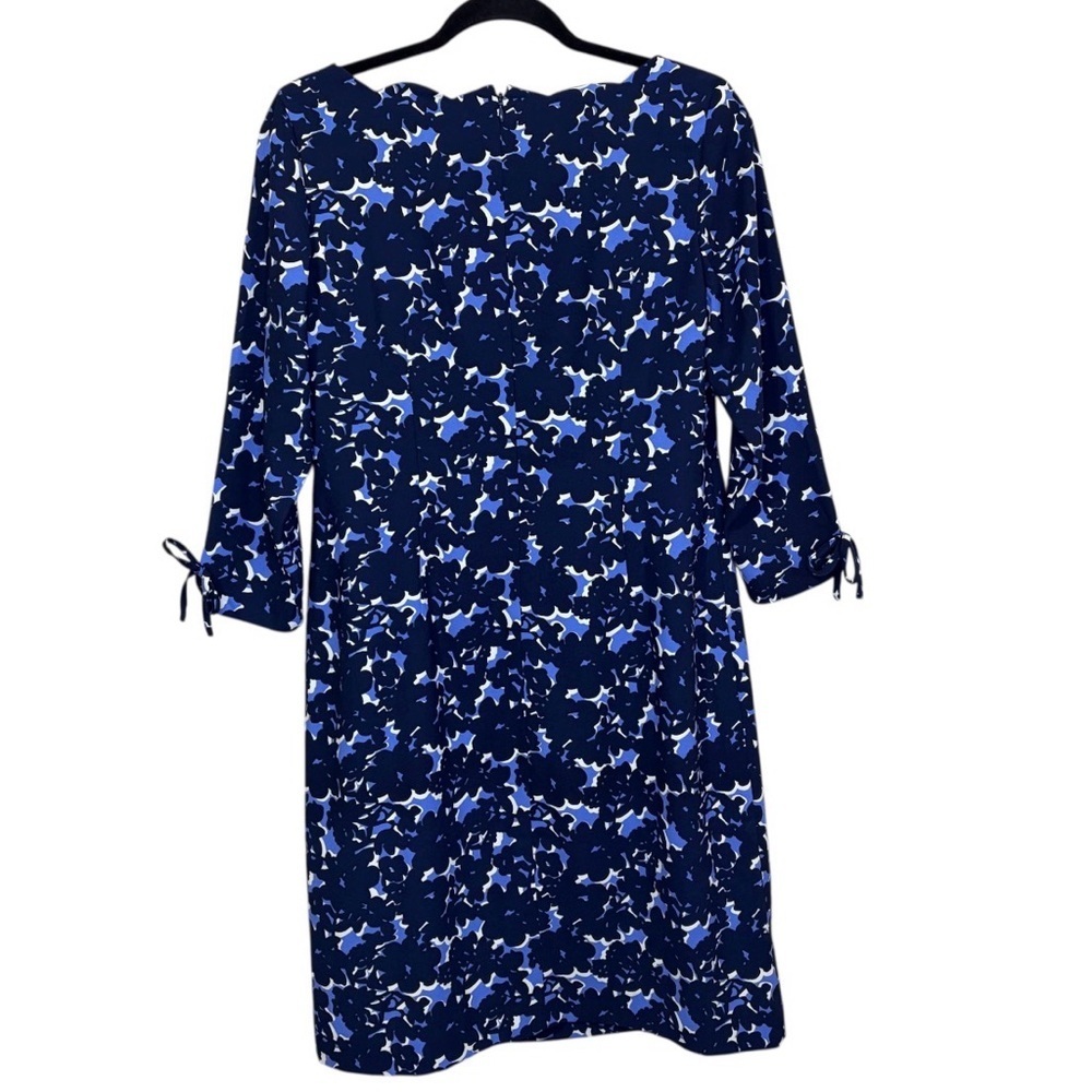 Talbots Floral Print Crepe Shift Dress With Scalloped Neckline Blue Size 2 - Picture 2 of 10